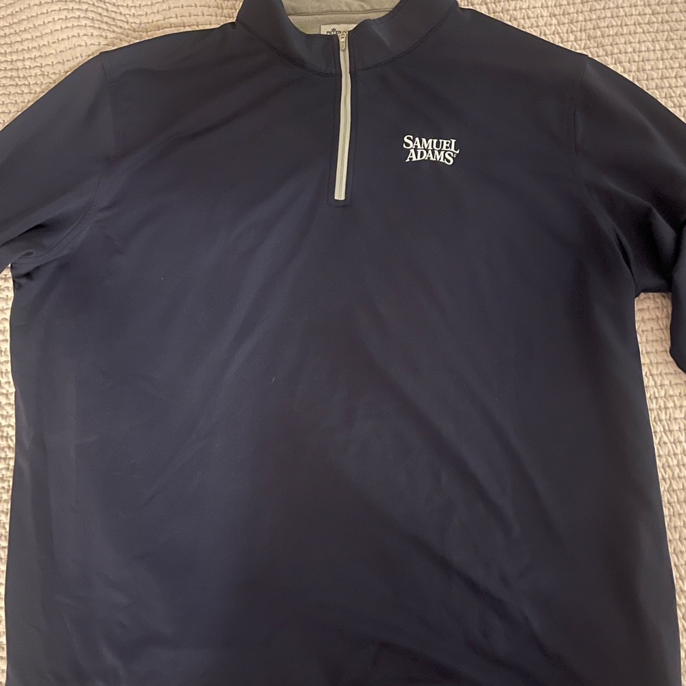 Peter Millar Samuel Adams Navy and Gray Quarter-Zip Pullover